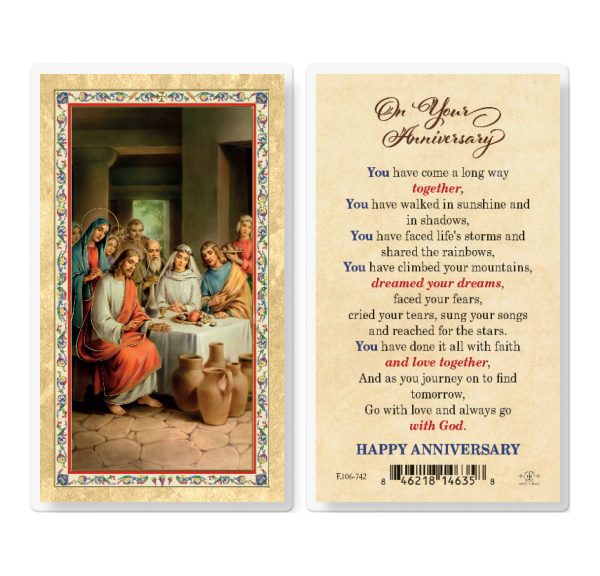 On Your Anniversary Gold-Stamped Laminated Prayer Card (pack of 25)