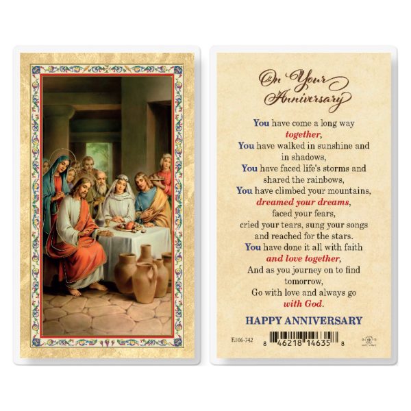 On Your Anniversary Gold-Stamped Laminated Prayer Card (pack of 25)