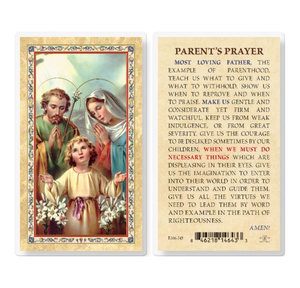 Parents Prayer - Holy Family Gold-Stamped Laminated Prayer Card (pack of 25)