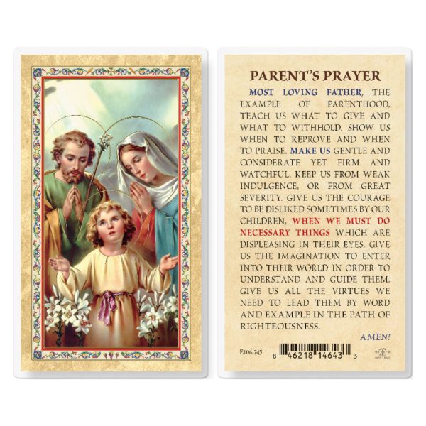 Parents Prayer - Holy Family Gold-Stamped Laminated Prayer Card (pack of 25)