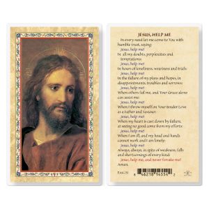 Jesus Help Me - Head of Christ Gold-Stamped Laminated Prayer Card (pack of 25)