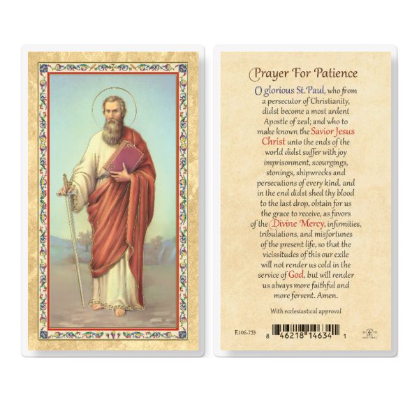 St. Paul - Prayer for Patience Gold-Stamped Laminated Prayer Card (pack of 25)
