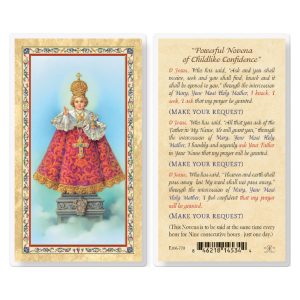 Infant of Prague - Novena Prayer Gold-Stamped Laminated Prayer Card (pack of 25)