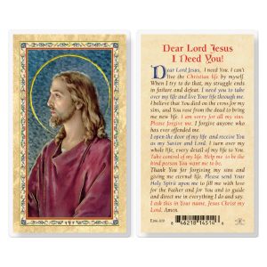 Dear Lord Jesus I Need You Gold-Stamped Laminated Prayer Card (pack of 25)