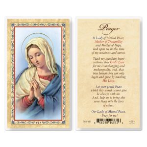 Our Lady of Mental Peace - BVM Gold-Stamped Laminated Prayer Card (pack of 25)