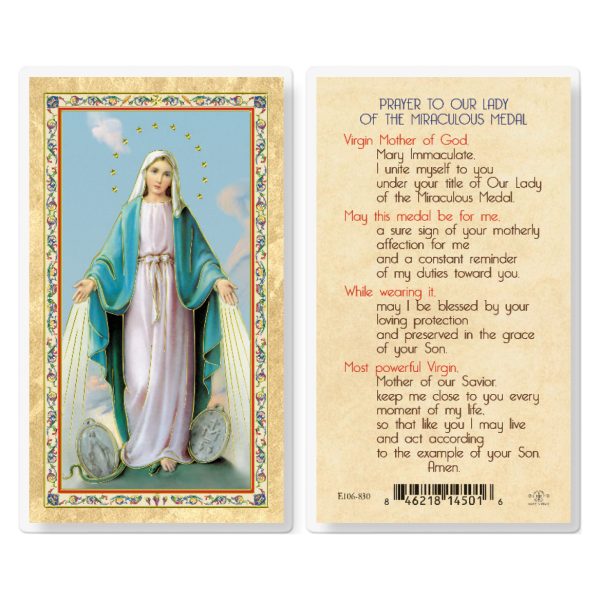 Our Lady of the Miraculous Medal Gold-Stamped Laminated Prayer Card (pack of 25)