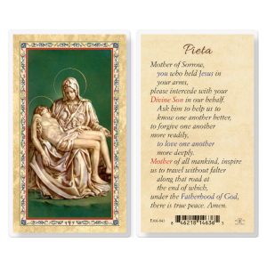 Pieta - Mother of Sorrow Gold-Stamped Laminated Prayer Card (pack of 25)