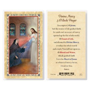 Divine Mercy 3 O'clock Prayer Gold-Stamped Laminated Prayer Card (pack of 25)