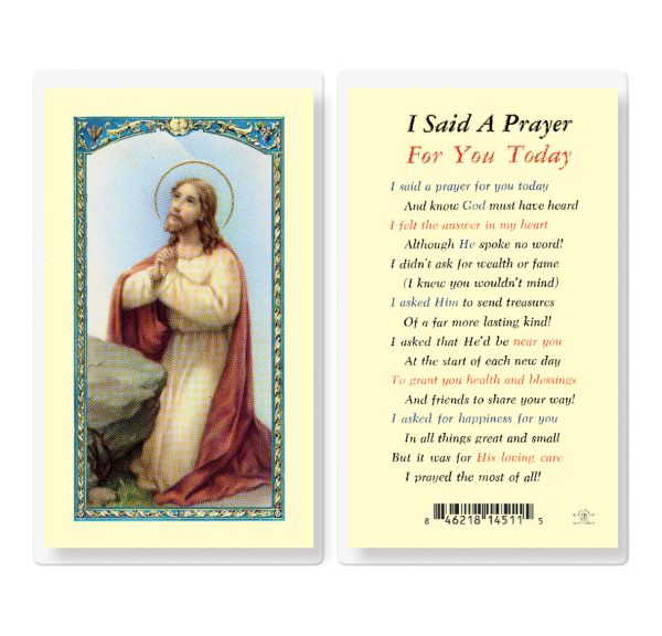I Said a Prayer for You Today Laminated Prayer Card (pack of 25)