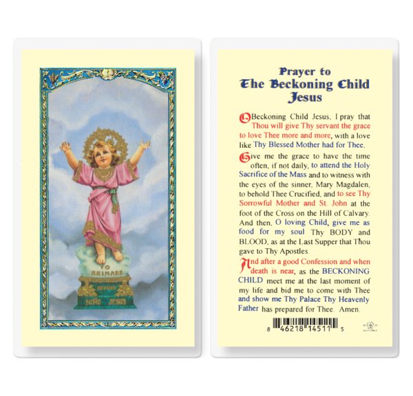 Beckoning Child Jesus Laminated Prayer Card (pack of 25)