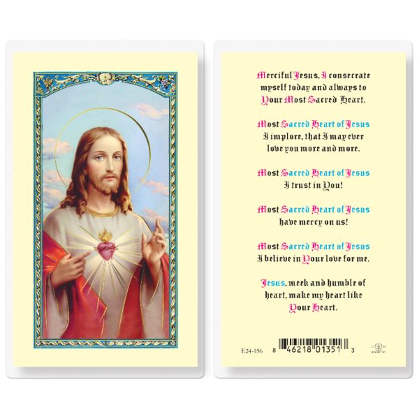 Sacred Heart of Jesus Laminated Holy Card (pack of 25)