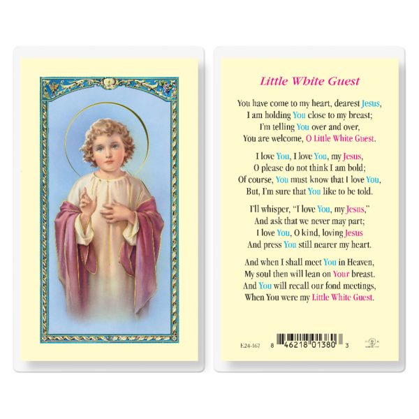 Little White Guest Laminated Holy Card (pack of 25)