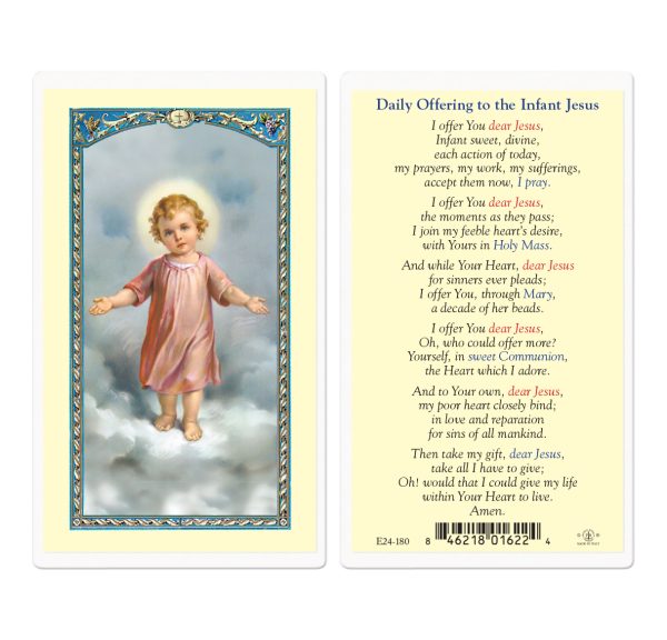 Infant Jesus Daily Offering Laminated Prayer Card (pack of 25)