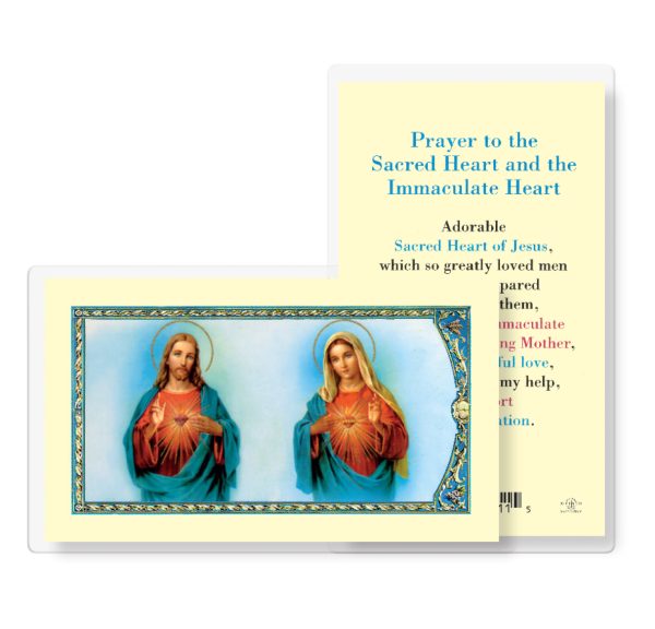 Sacred Heart of Jesus and the Immaculate Heart of Mary Laminated Prayer Card (pack of 25)