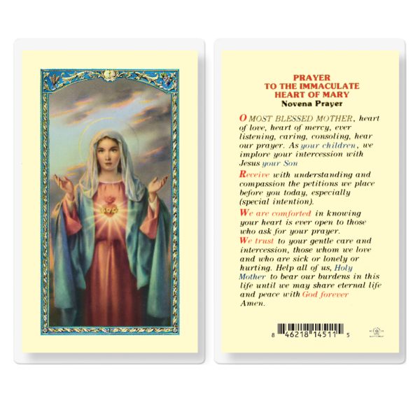 Immaculate Heart of Mary Novena Laminated Prayer Card (pack of 25)