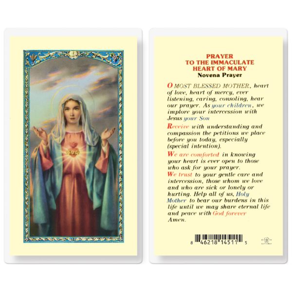 Immaculate Heart of Mary Novena Laminated Holy Card (pack of 25)