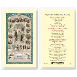 Mysteries of the Rosary Laminated Prayer Card (pack of 25)