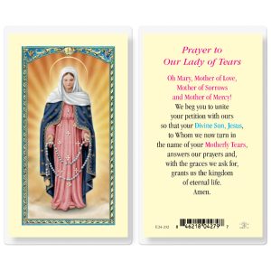 Our Lady of Tears Laminated Prayer Card (pack of 25)