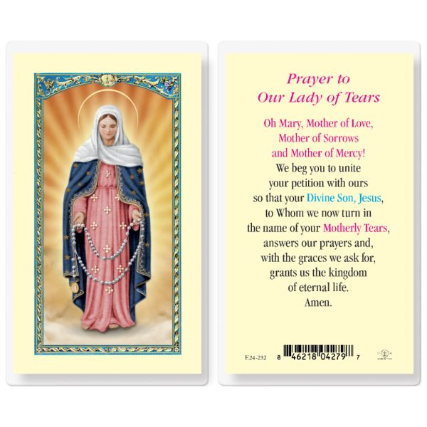 Our Lady of Tears Laminated Holy Card (pack of 25)