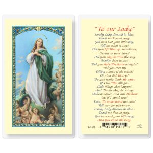 Lovely Lady Dress in Blue Laminated Prayer Card (pack of 25)