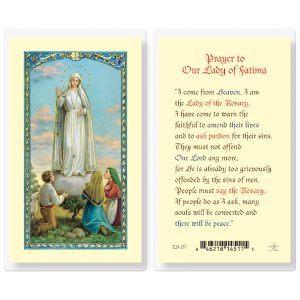 Our Lady of Fatima Laminated Prayer Card (pack of 25)