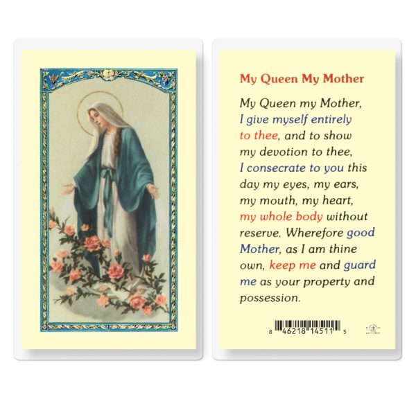 My Queen My Mother Laminated Prayer Card (pack of 25)
