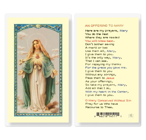 Offering to Mary Laminated Prayer Card (pack of 25)