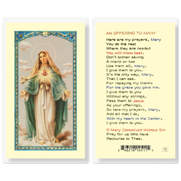 Offering to Mary Laminated Holy Card (pack of 25)