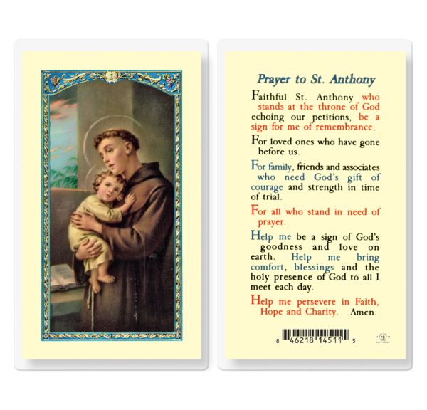Saint Anthony Laminated Prayer Card (pack of 25)