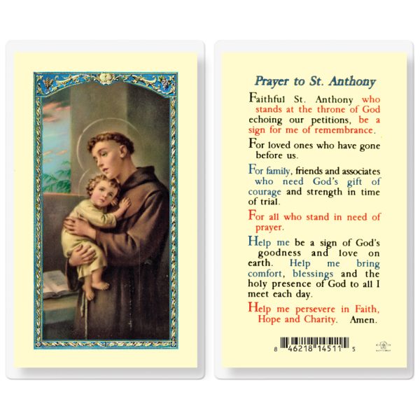 Saint Anthony Laminated Holy Card (pack of 25)