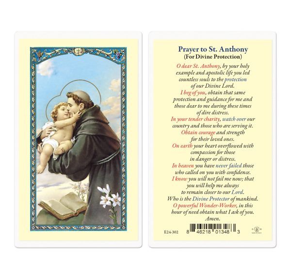 Saint Anthony Divine Protection Laminated Prayer Card (pack of 25)