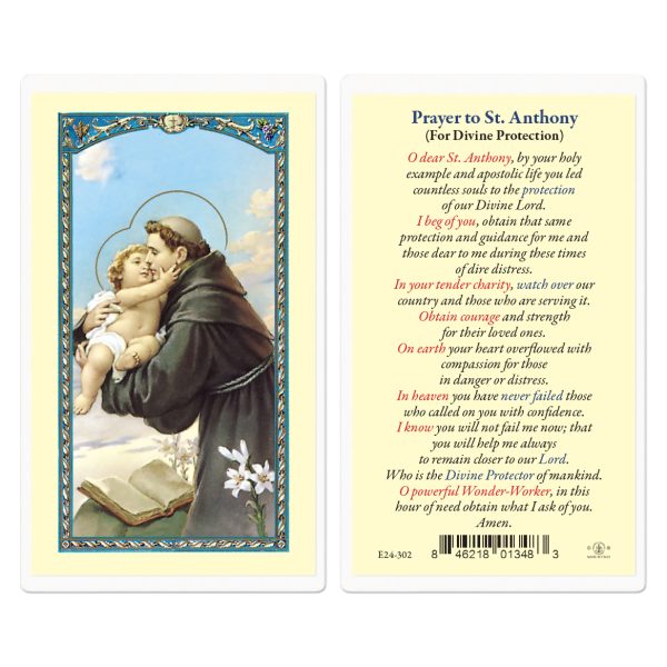 Saint Anthony Divine Protection Laminated Holy Card (pack of 25)