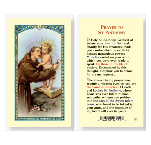 Saint Anthony Thomas in Trouble Laminated Prayer Card (pack of 25)