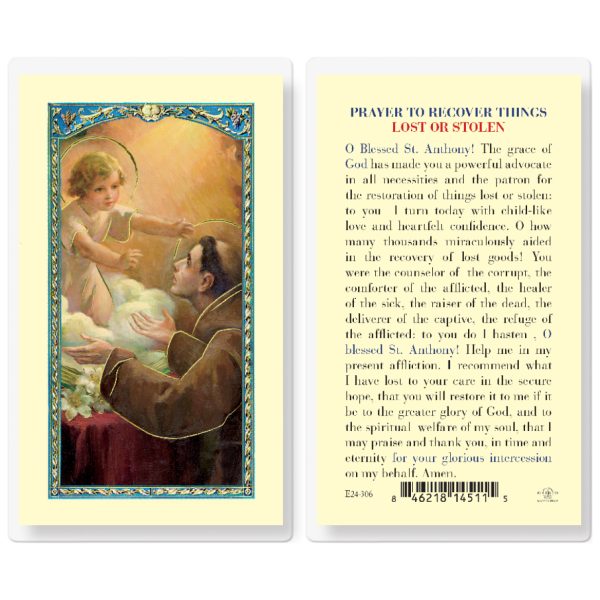 Saint Anthony Lost Things Laminated Holy Card (pack of 25)