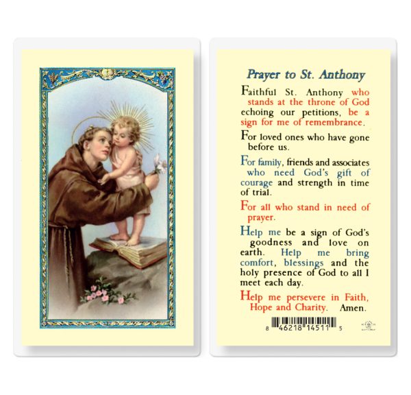 Saint Anthony Laminated Prayer Card (pack of 25)