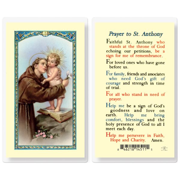 Saint Anthony Laminated Holy Card (pack of 25)