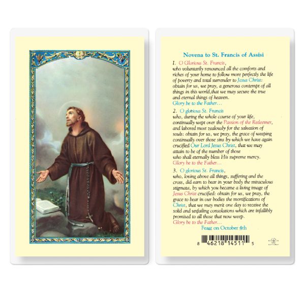 Saint Francis Novena Laminated Prayer Card (pack of 25)