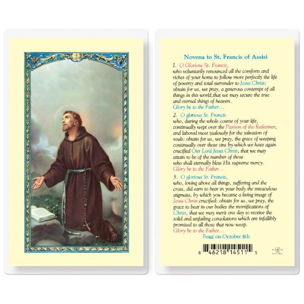 Saint Francis Novena Laminated Holy Card (pack of 25)
