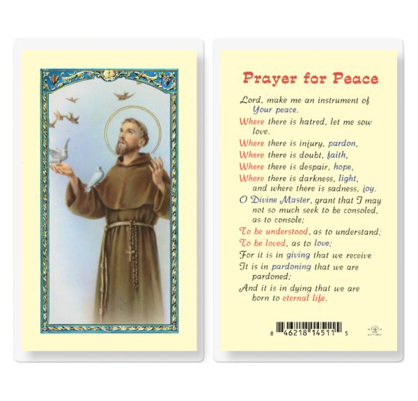 Saint Francis Prayer for Peace Laminated Prayer Card (pack of 25)