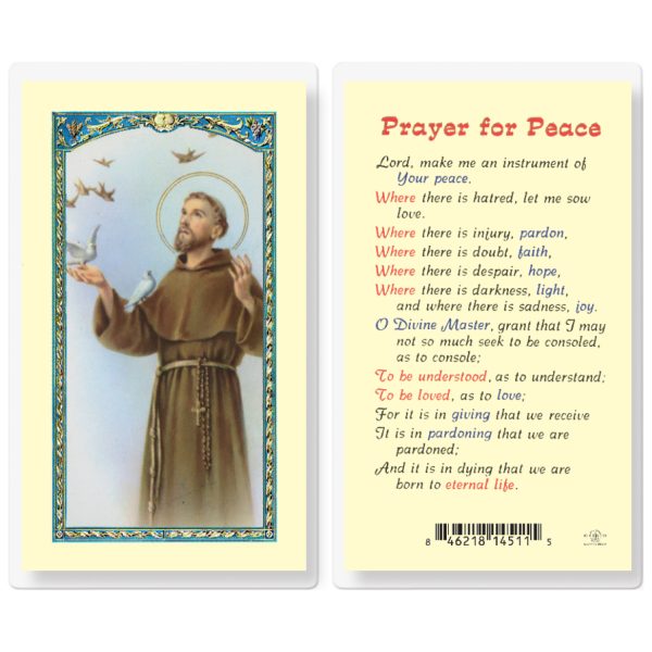 Saint Francis Prayer for Peace Laminated Holy Card (pack of 25)