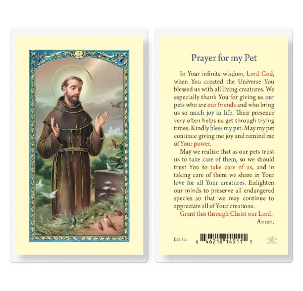 Saint Francis Prayer for My Pet Laminated Prayer Card (pack of 25)
