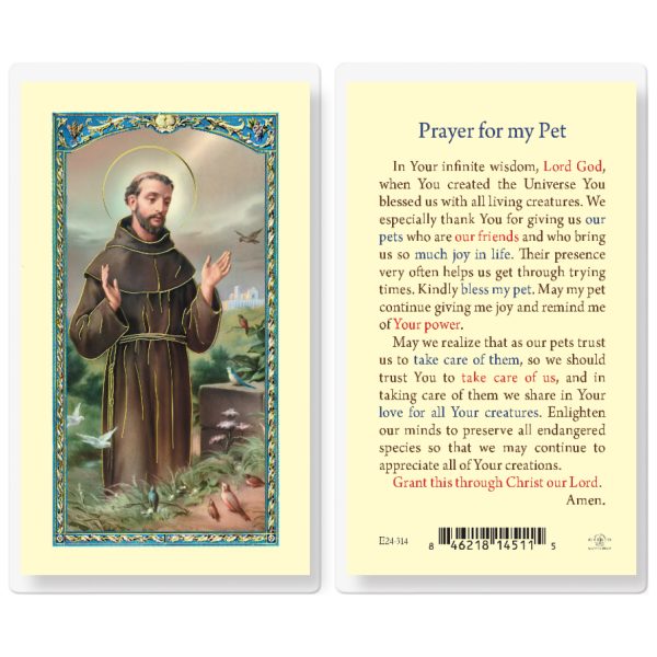 Saint Francis Prayer for My Pet Laminated Holy Card (pack of 25)