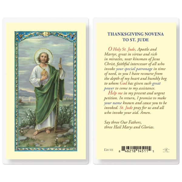 Saint Jude Thanksgiving Novena Laminated Holy Card (pack of 25)