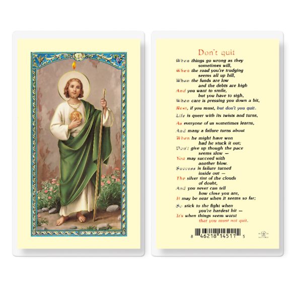 Don't Quit Saint Jude Laminated Prayer Card (pack of 25)