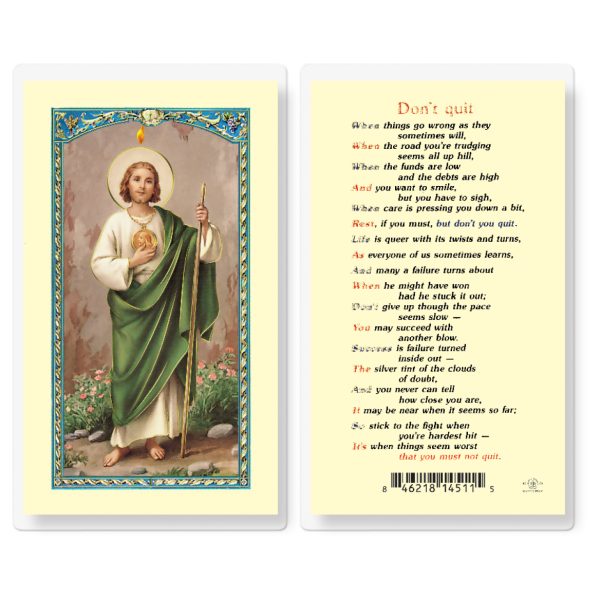Don't Quit Saint Jude Laminated Holy Card (pack of 25)