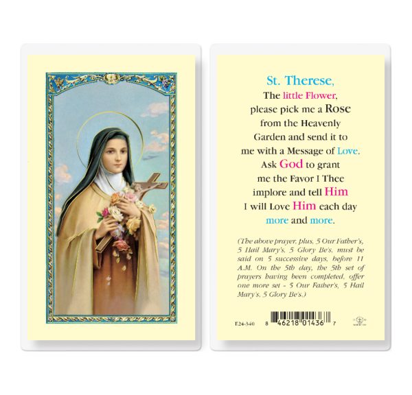 Saint Therese Pick Me a Rose Laminated Prayer Card (pack of 25)