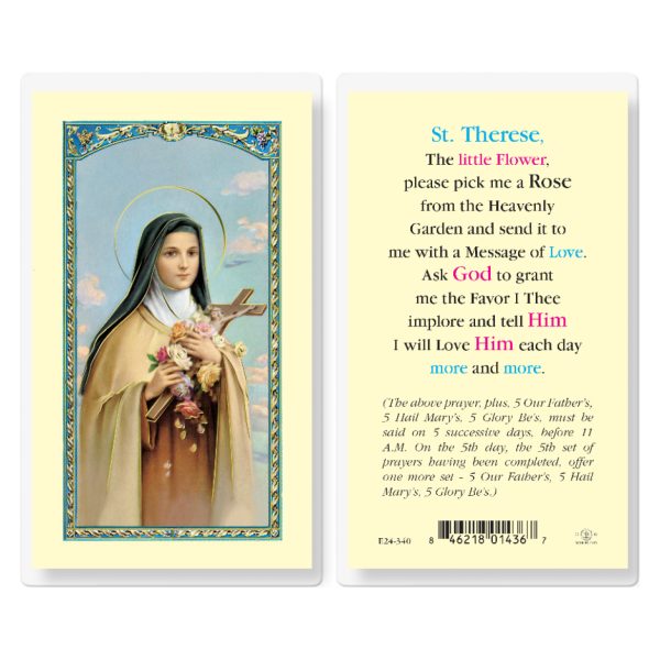 Saint Therese Pick Me a Rose Laminated Holy Card (pack of 25)