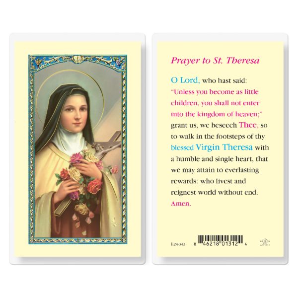 Saint Theresa Laminated Holy Card (pack of 25)