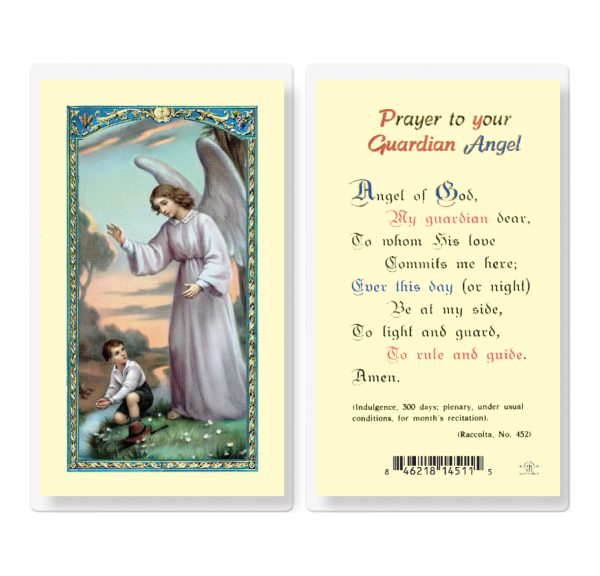 Guardian Angel Boy Laminated Prayer Card (pack of 25)