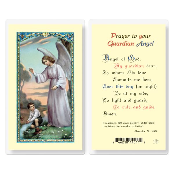 Guardian Angel Boy Laminated Holy Card (pack of 25)